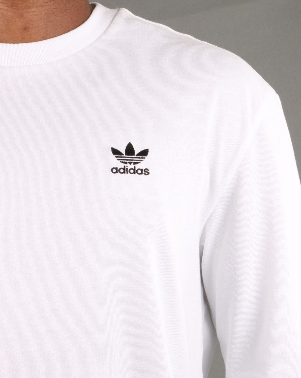 Adidas Originals – Langarm-T-Shirt mit Trefoil-Motiv in Weiß