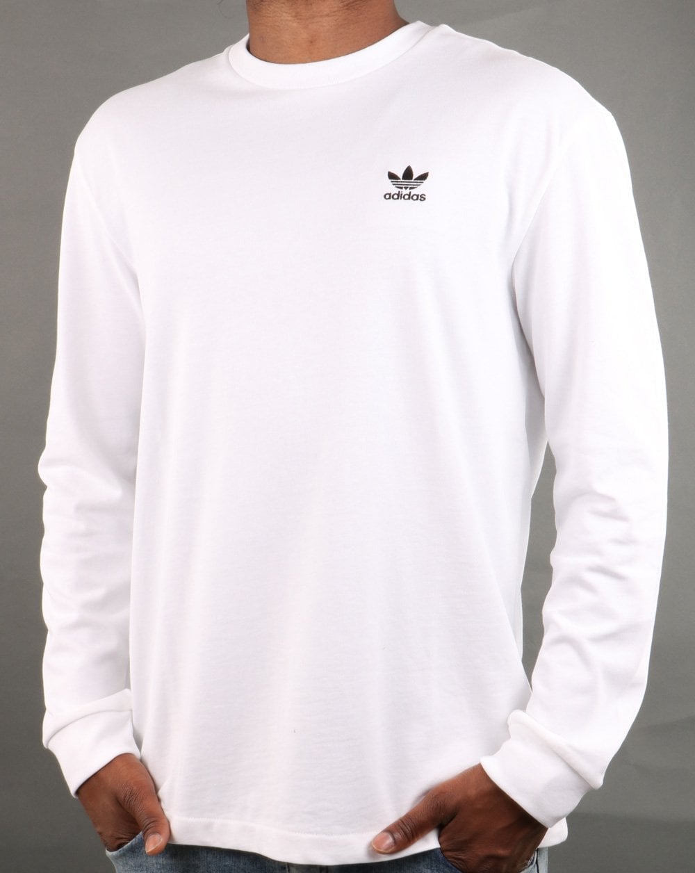 Adidas Originals – Langarm-T-Shirt mit Trefoil-Motiv in Weiß