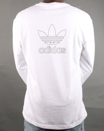 Adidas Originals – Langarm-T-Shirt mit Trefoil-Motiv in Weiß