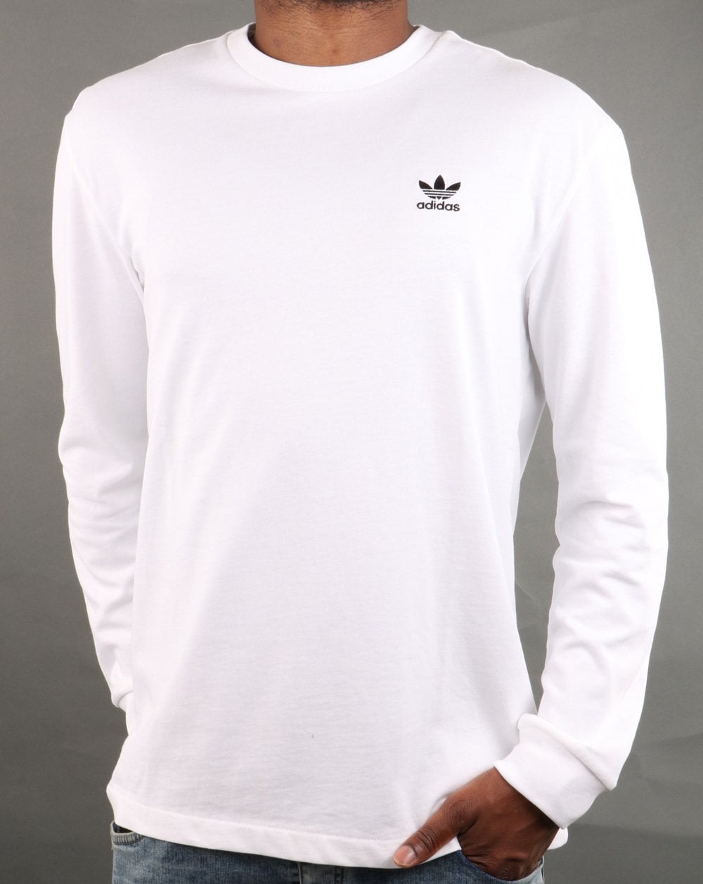 Adidas Originals – Langarm-T-Shirt mit Trefoil-Motiv in Weiß
