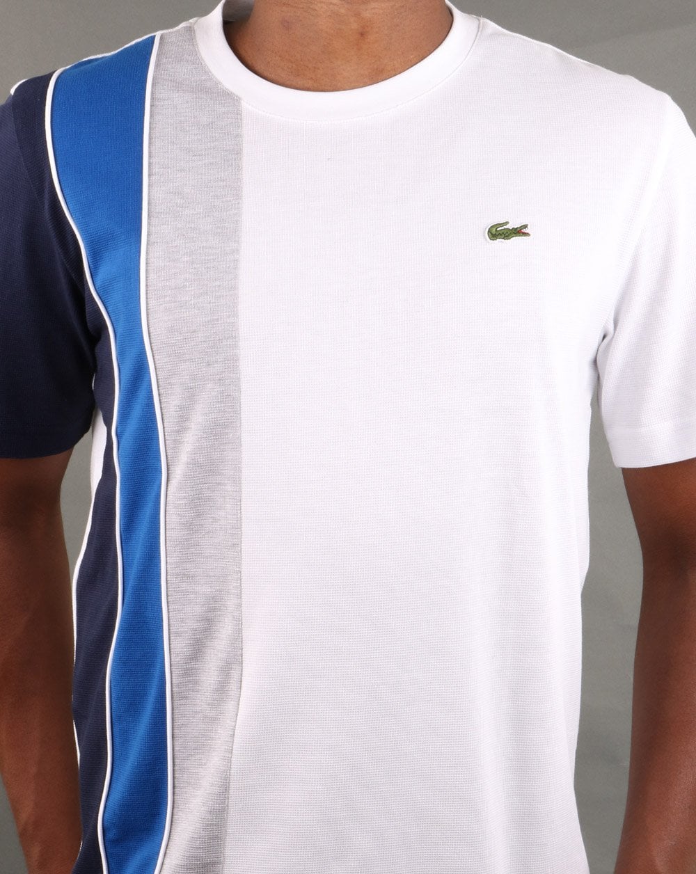 Lacoste Streifen-T-Shirt Weiß/Marineblau/Blau