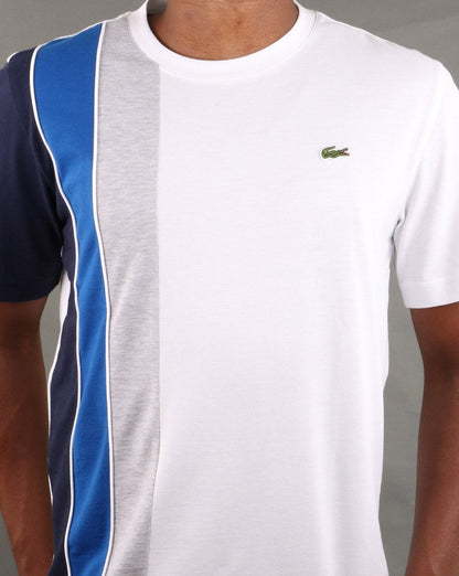 Lacoste Streifen-T-Shirt Weiß/Marineblau/Blau