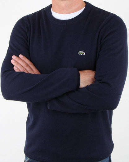 Lacoste – Strickpullover mit Rundhalsausschnitt, Marineblau