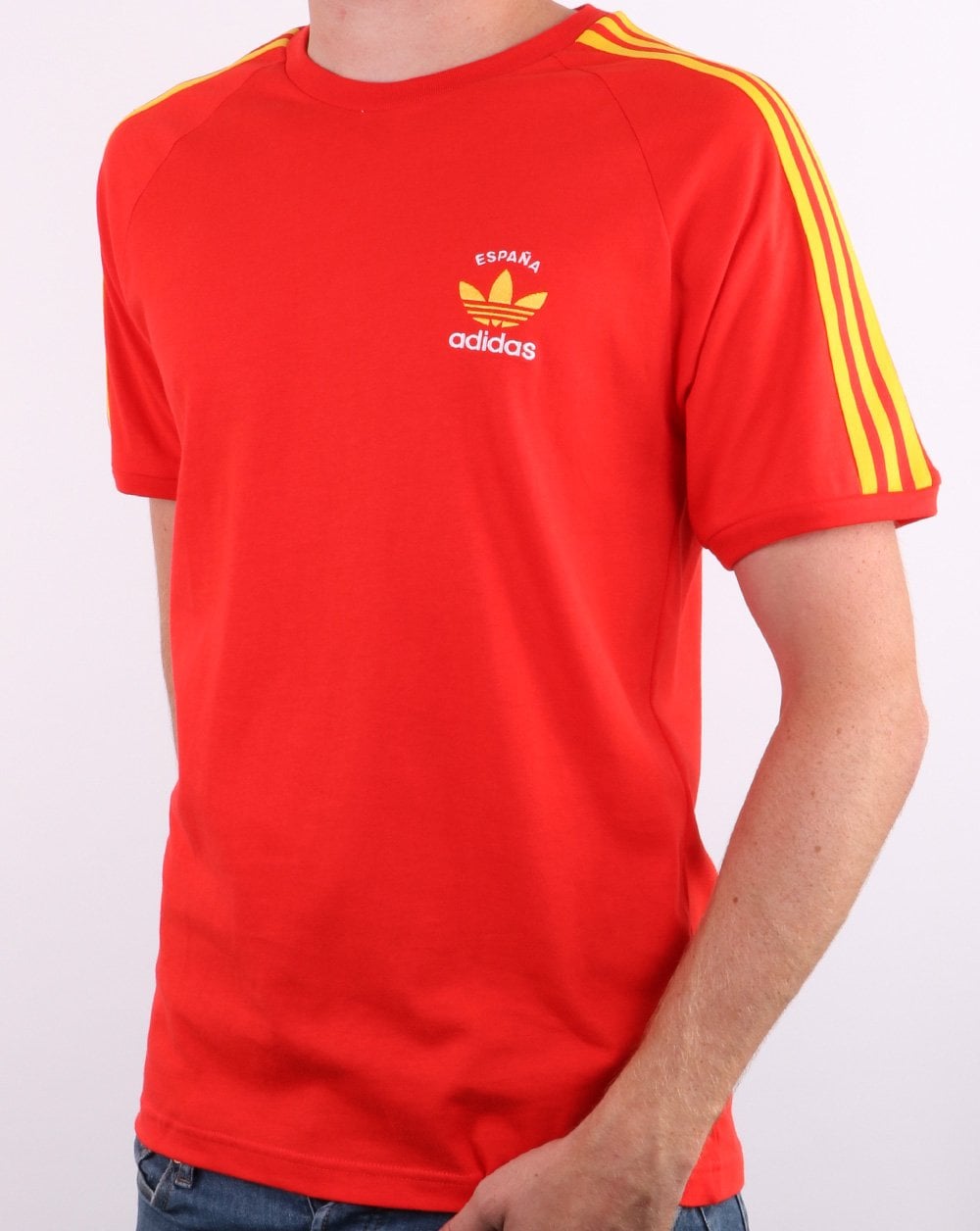 Adidas Originals 3 Stripes Espana T Shirt Red/Yellow