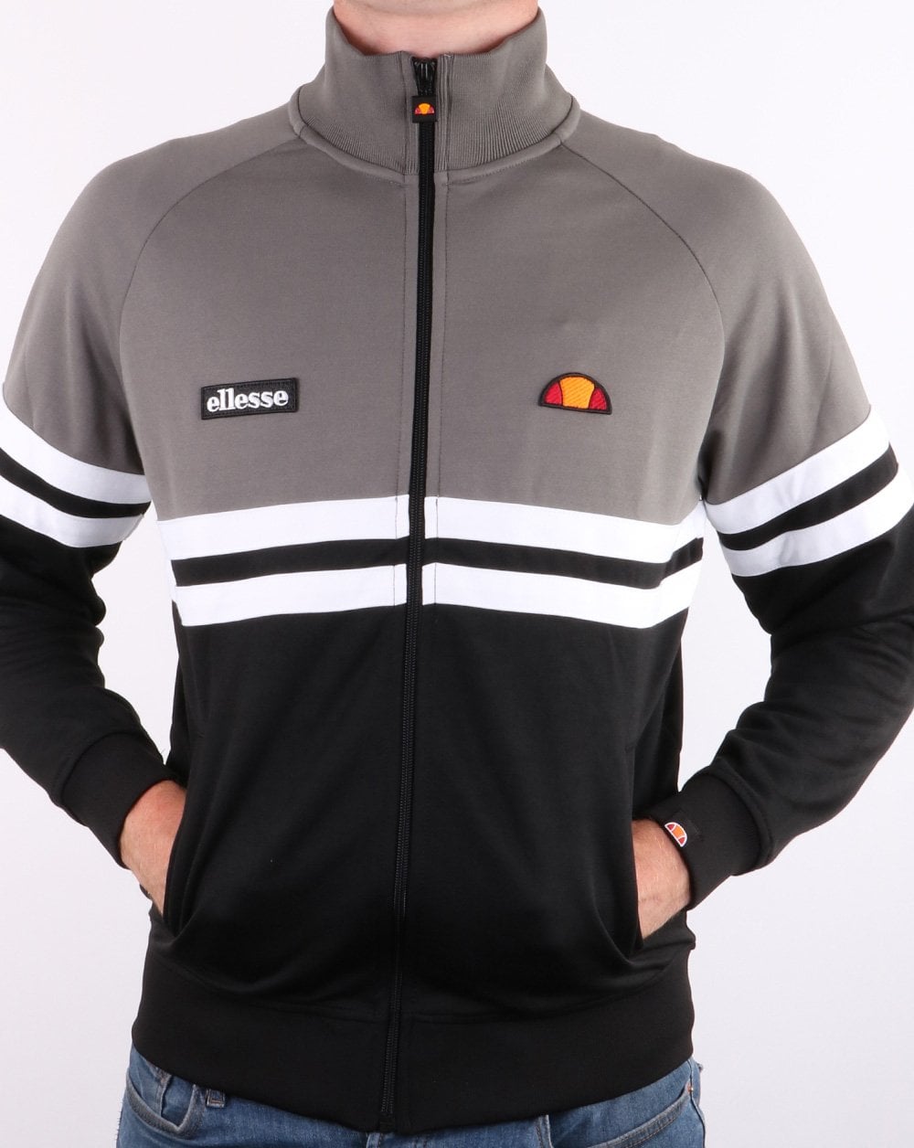 Ellesse Rimini Trainingsjacke Grau/Schwarz/Weiß