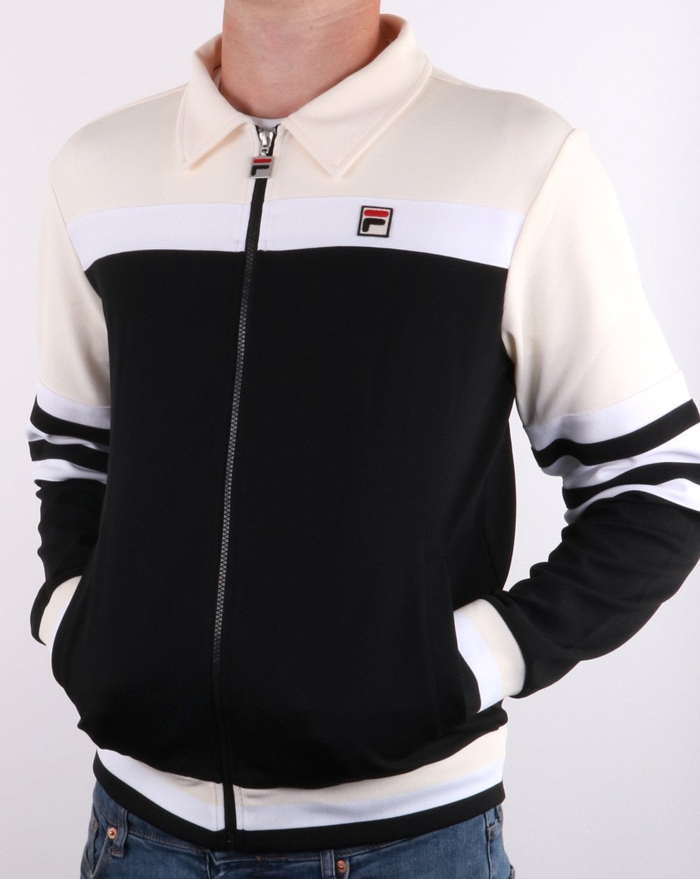 Fila Vintage Courto Trainingsjacke Schwarz/Creme/Weiß
