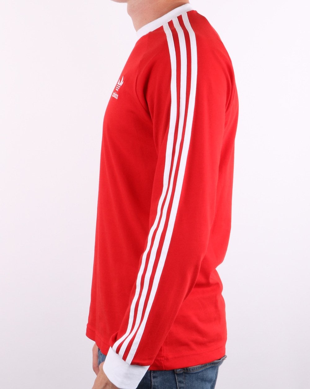 Adidas Originals 3-Streifen Langarm-T-Shirt Scharlachrot
