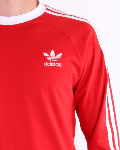 Adidas Originals 3-Streifen Langarm-T-Shirt Scharlachrot