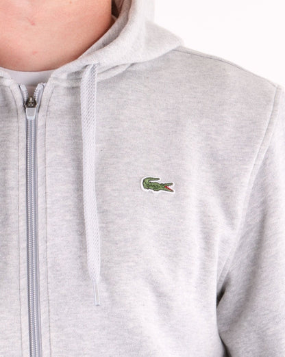 Lacoste – Grauer Hoodie mit durchgehendem Reißverschluss