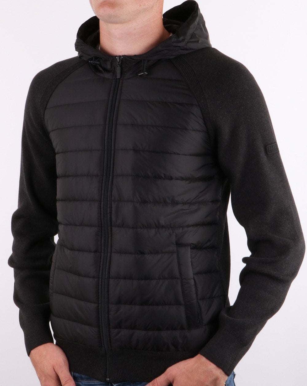 Barbour International – Albie Baffle – Kapuzenpullover in Schwarzmeliert
