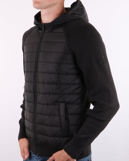 Barbour International – Albie Baffle – Kapuzenpullover in Schwarzmeliert