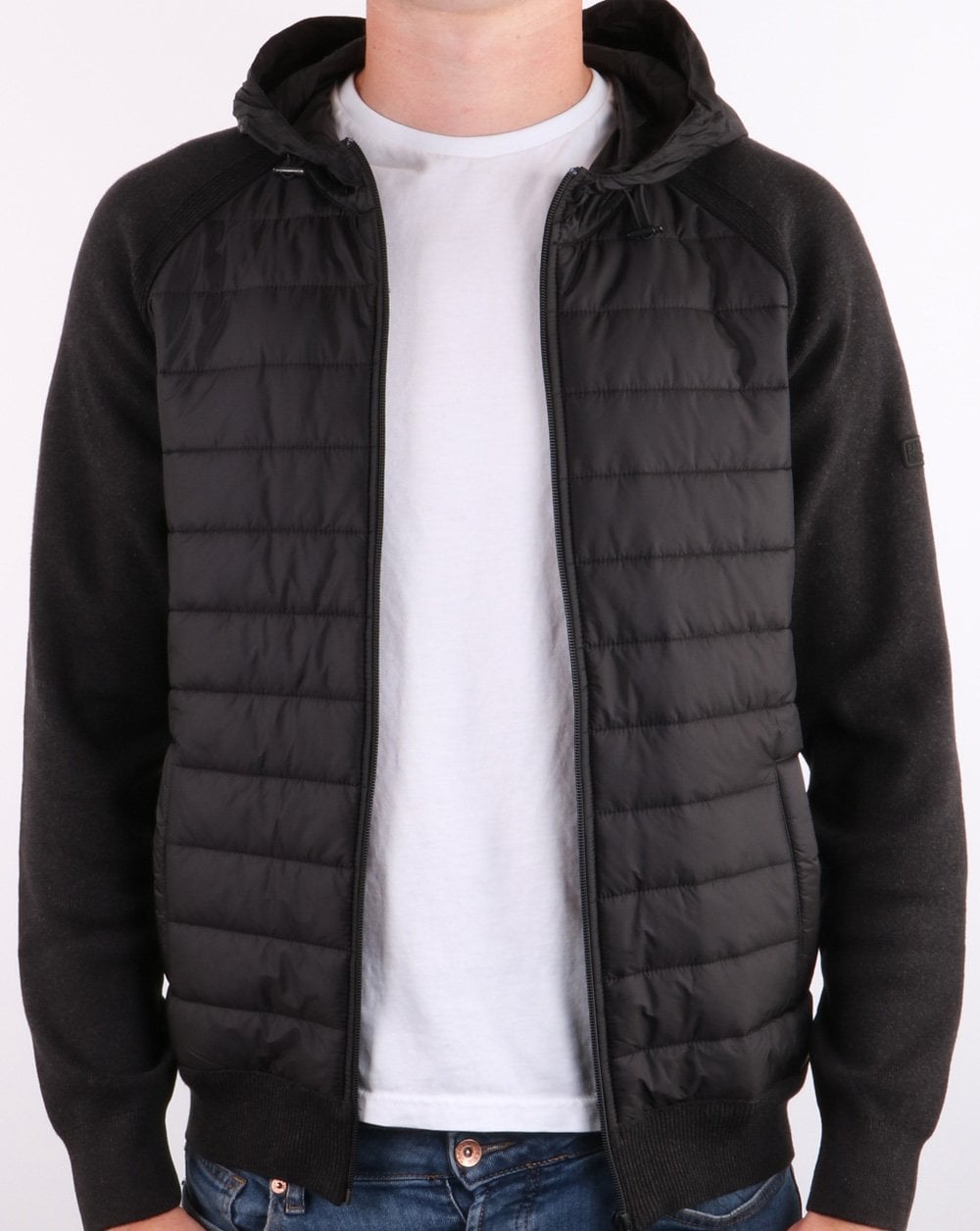 Barbour International – Albie Baffle – Kapuzenpullover in Schwarzmeliert