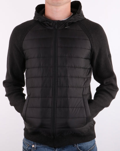 Barbour International – Albie Baffle – Kapuzenpullover in Schwarzmeliert
