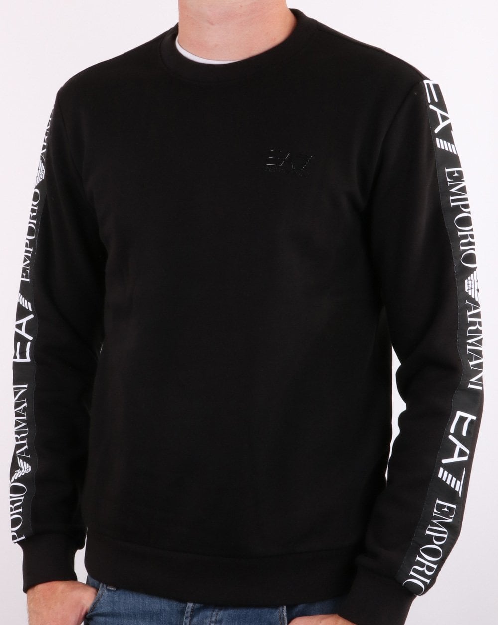 Emporio Armani EA7 Sweatshirt mit Taping in Schwarz