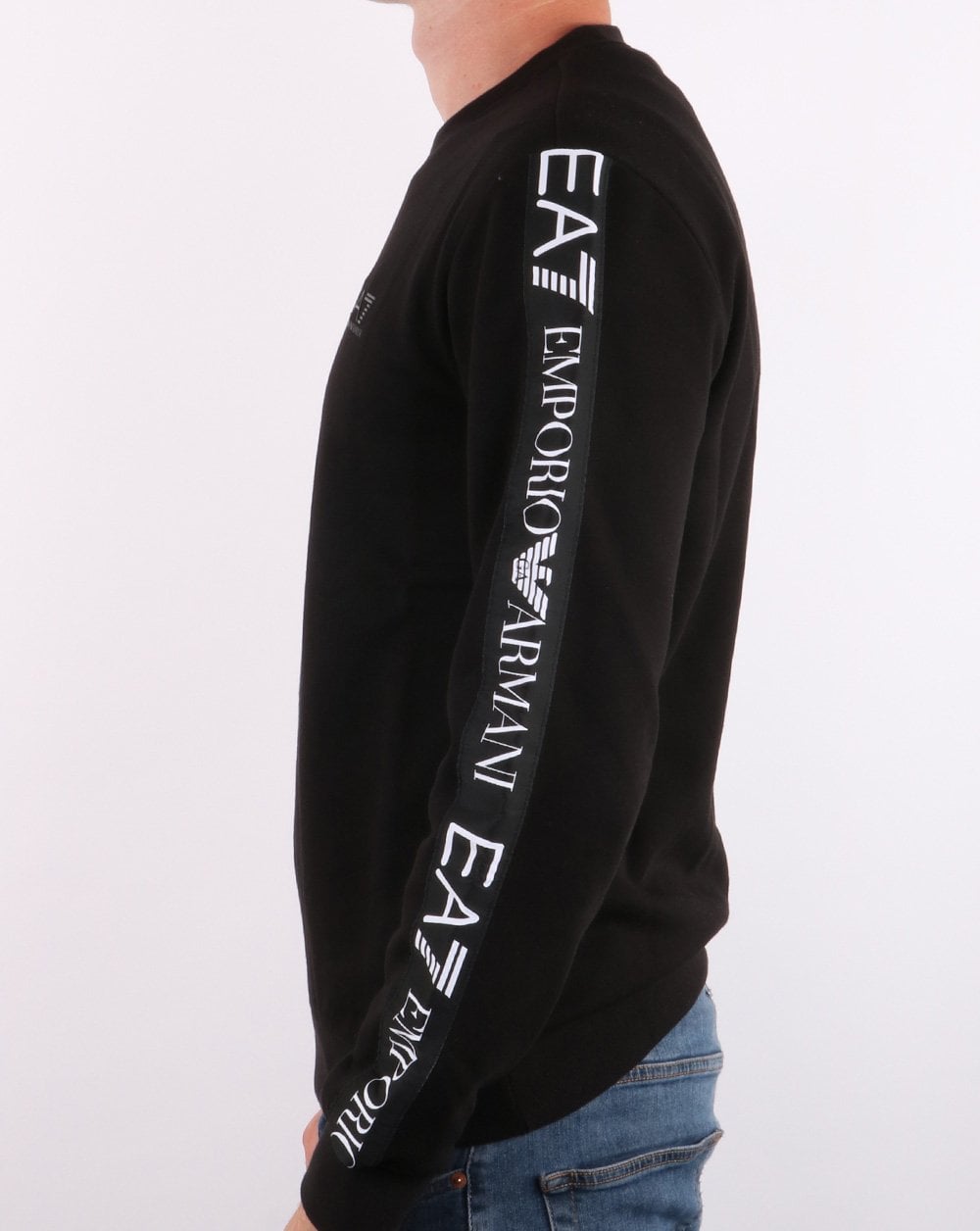 Emporio Armani EA7 Sweatshirt mit Taping in Schwarz