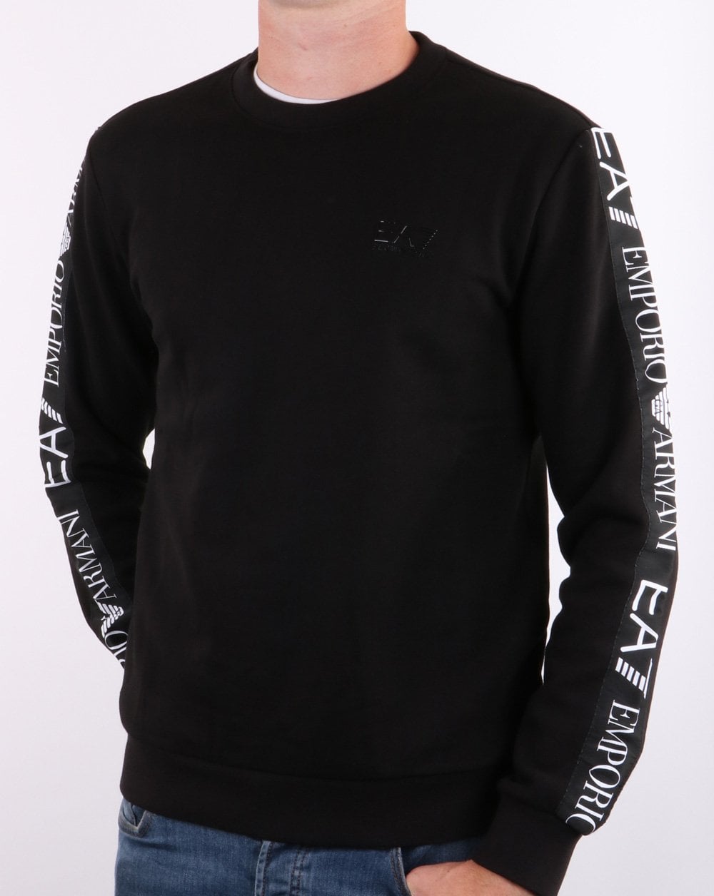 Emporio Armani EA7 Sweatshirt mit Taping in Schwarz