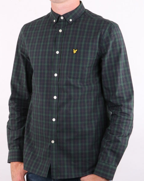 Lyle And Scott Check Poplin Shirt Navy/Jade Green