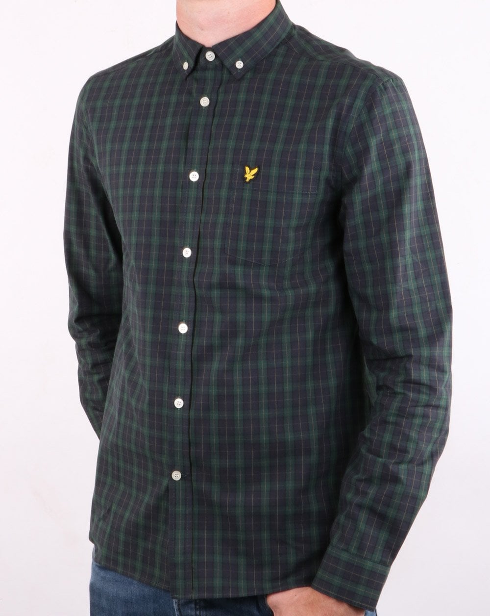Lyle And Scott Check Poplin Shirt Navy/Jade Green