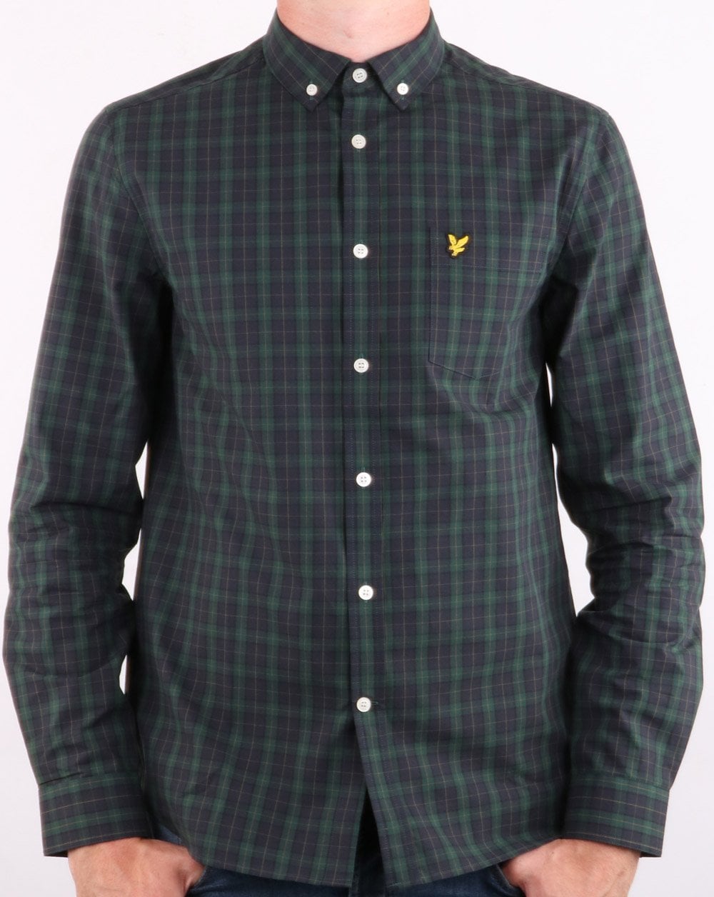 Lyle And Scott Check Poplin Shirt Navy/Jade Green