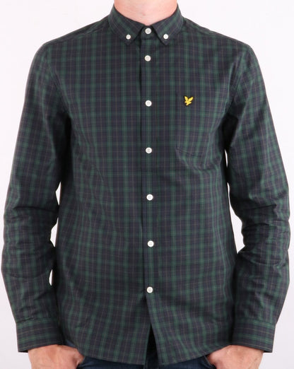 Lyle And Scott – Kariertes Popeline-Hemd in Marineblau/Jadegrün