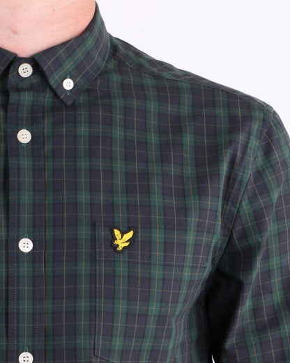 Lyle And Scott – Kariertes Popeline-Hemd in Marineblau/Jadegrün