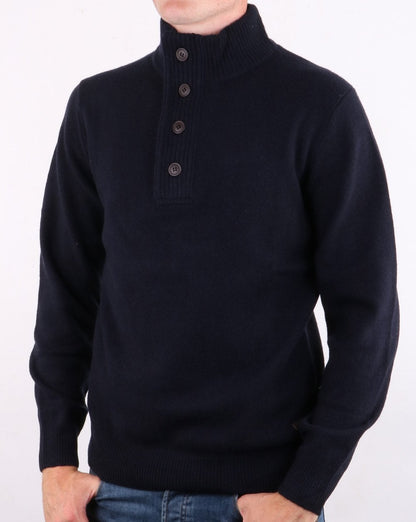 Barbour – Pullover mit halbem Reißverschluss und Patch in Marineblau