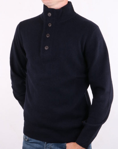 Barbour – Pullover mit halbem Reißverschluss und Patch in Marineblau