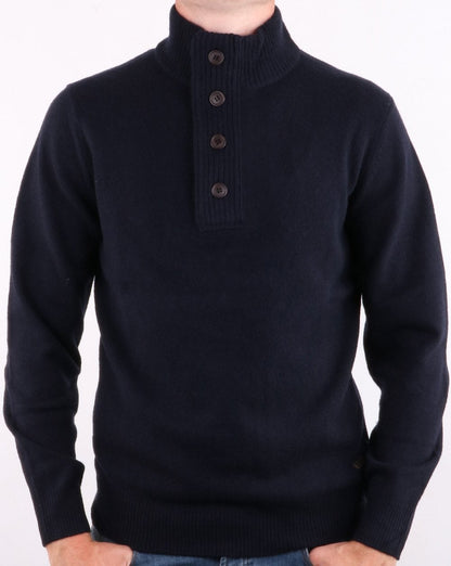 Barbour – Pullover mit halbem Reißverschluss und Patch in Marineblau