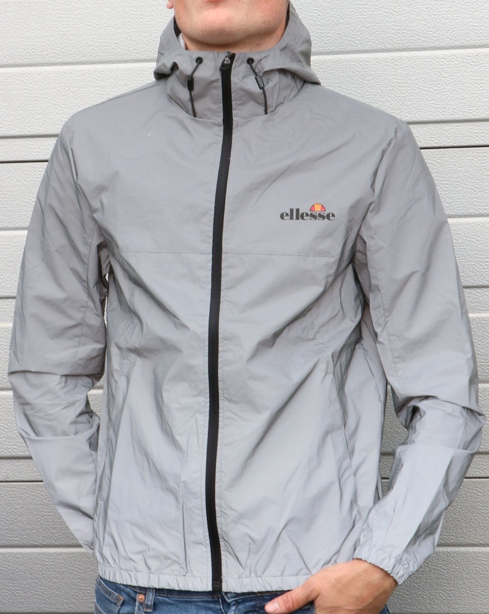 Ellesse – Reflektierende Jacke mit Reißverschluss, Silbergrau