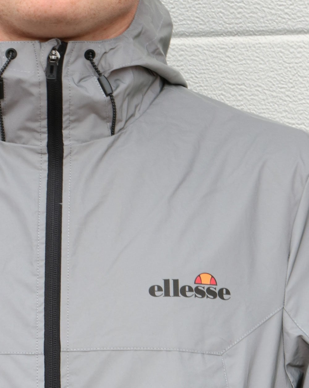 Ellesse – Reflektierende Jacke mit Reißverschluss, Silbergrau