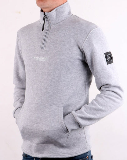 Marshall Artist – Siren – Sweatshirt mit halbem Reißverschluss, Grau meliert