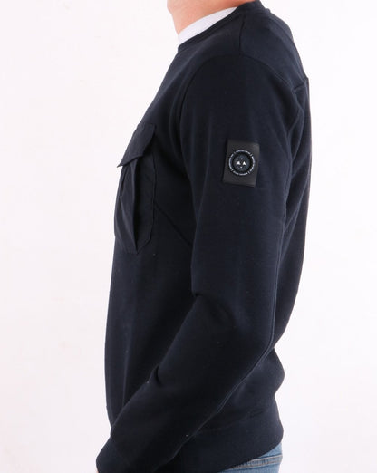 Marshall Artist Acier Rundhals-Sweatshirt, Marineblau