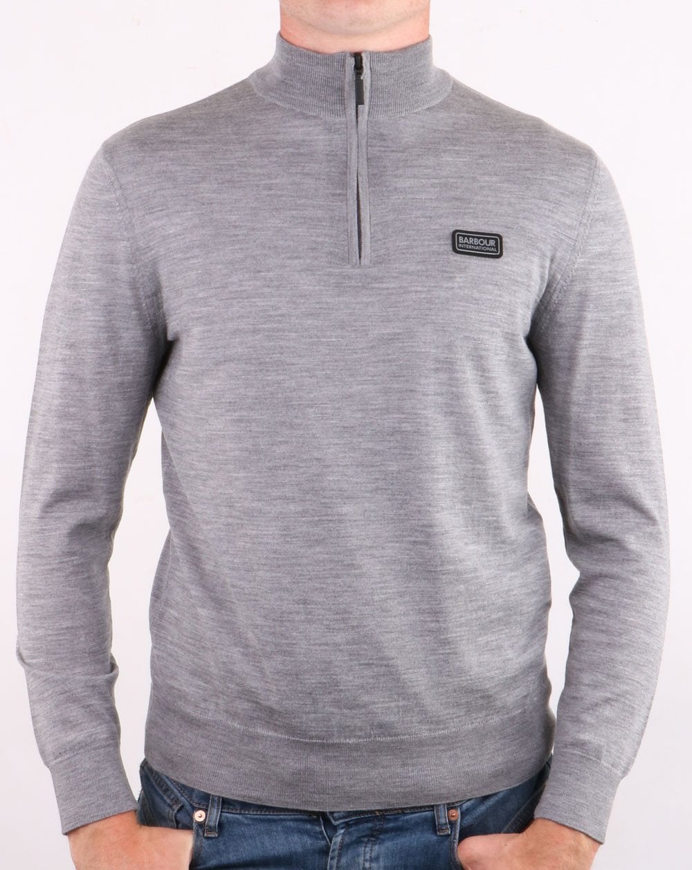 Barbour International Half Zip Merino Anthrazit Meliert