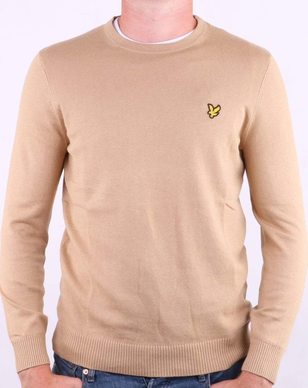 Lyle And Scott Cotton Merino Crew Jumper Sand Storm