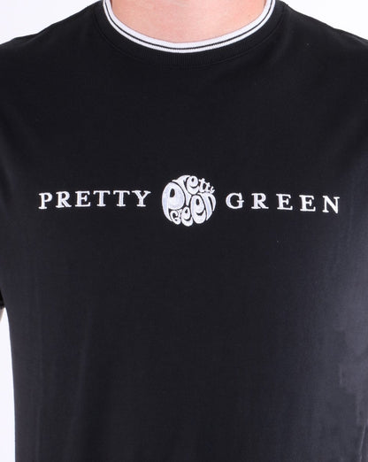 Pretty Green – Layland – T-Shirt mit Streifen in Schwarz