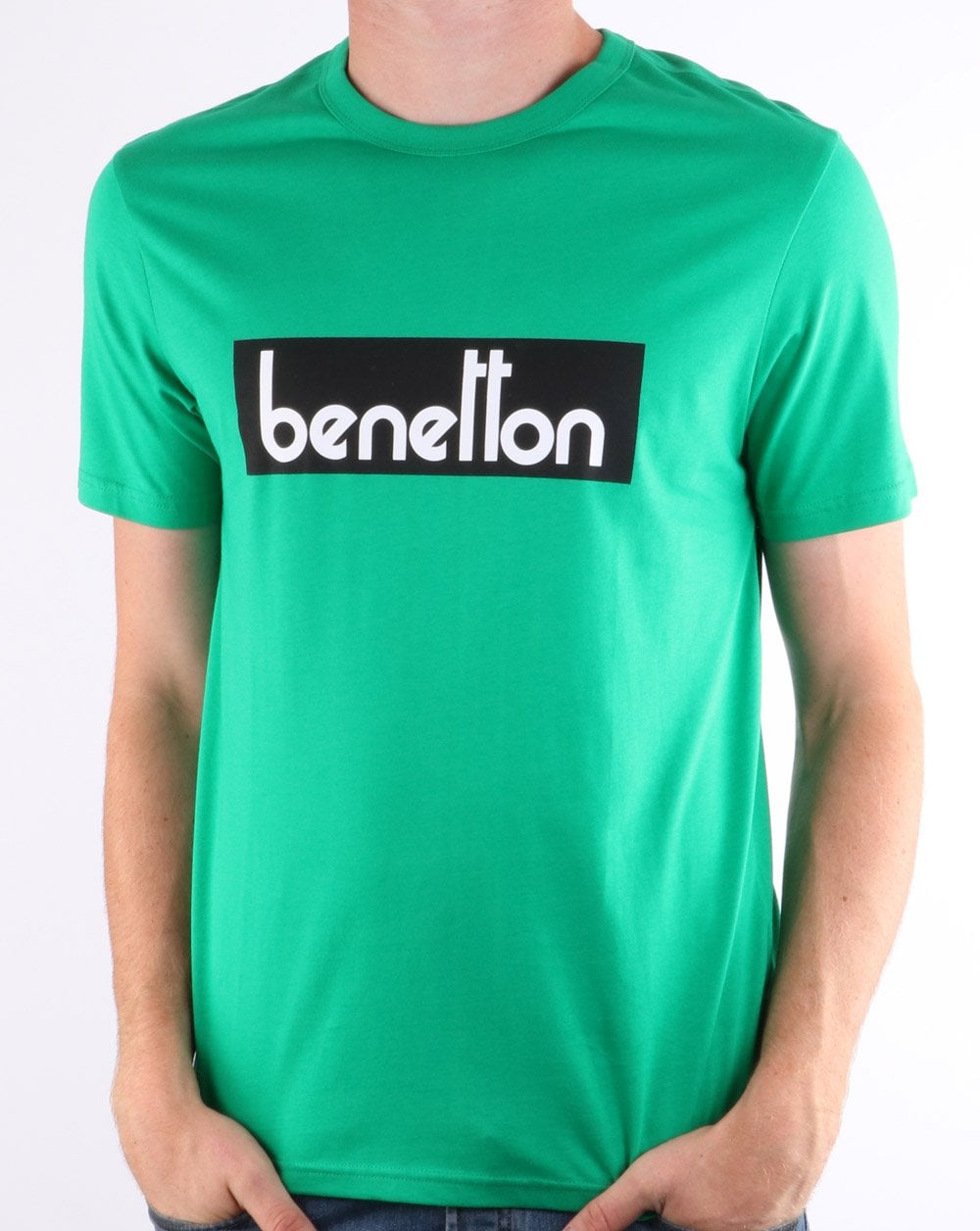 Benetton Box Logo T Shirt Green