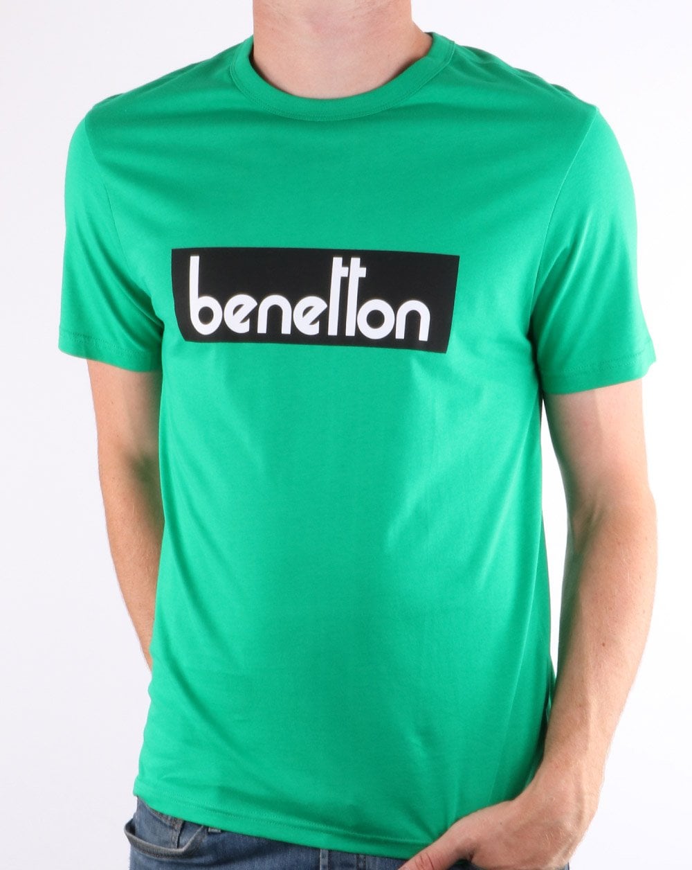 Benetton Box Logo T-Shirt Grün
