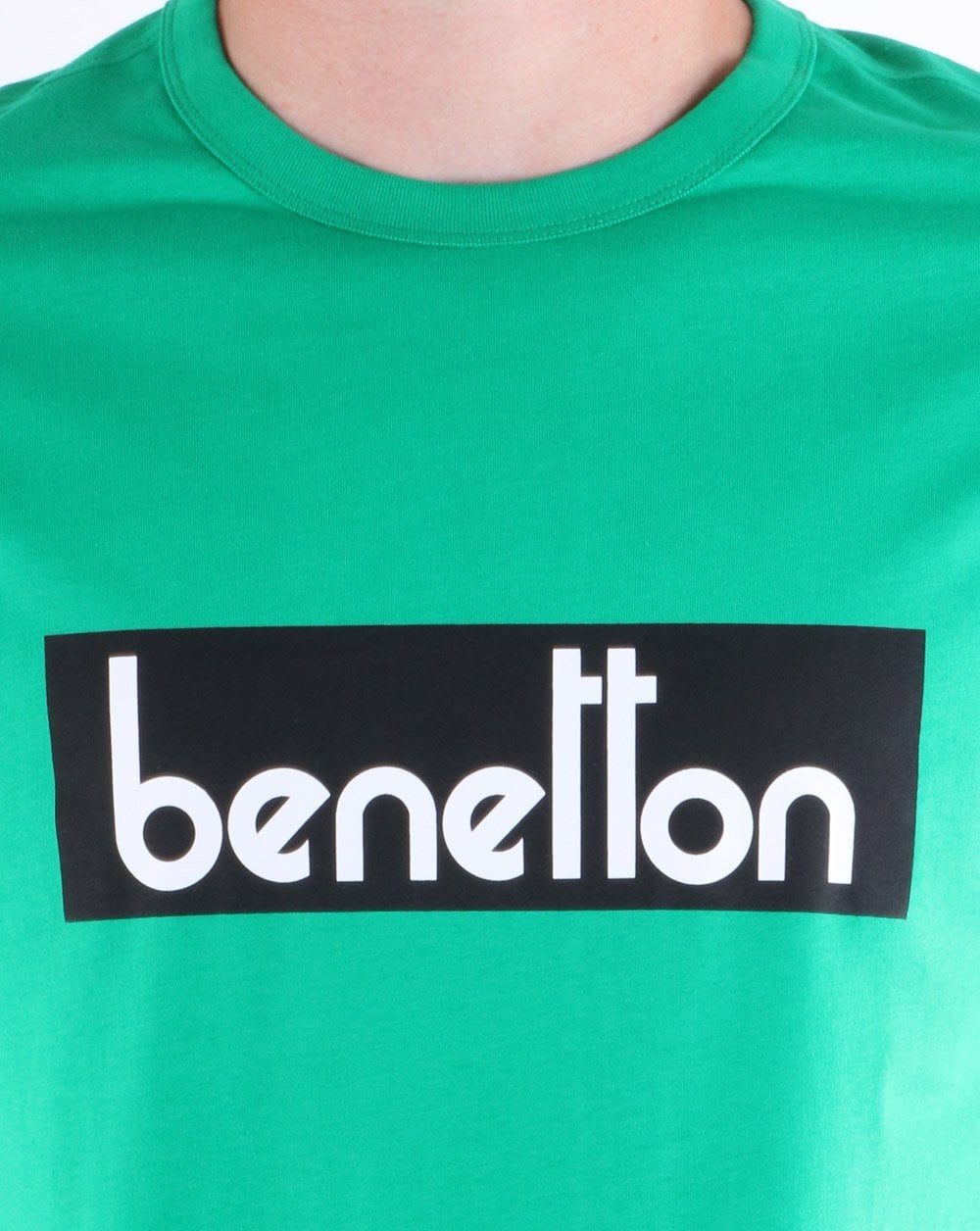 Benetton Box Logo T Shirt Green