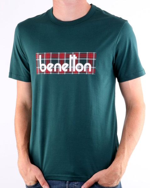 Benetton Box Logo T Shirt Dark Green