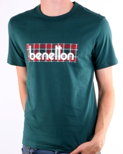 Benetton Box Logo T-Shirt Dunkelgrün
