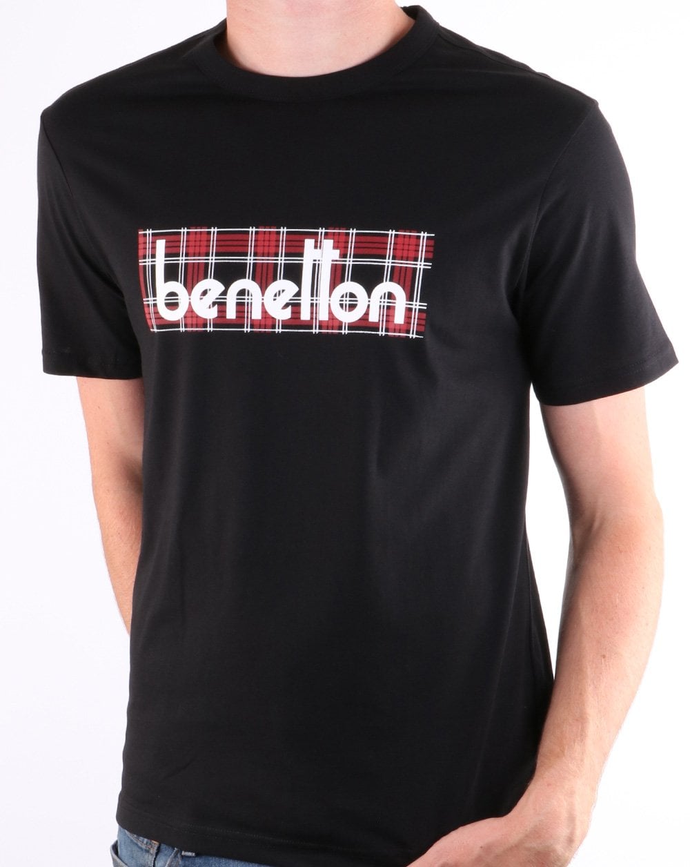 Benetton Box Logo T-Shirt Schwarz