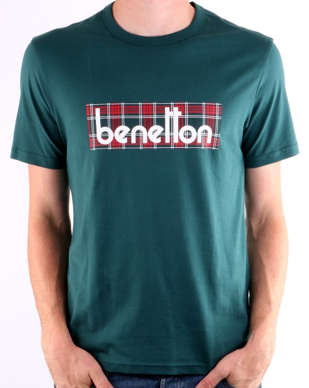 Benetton Box Logo T Shirt Dark Green