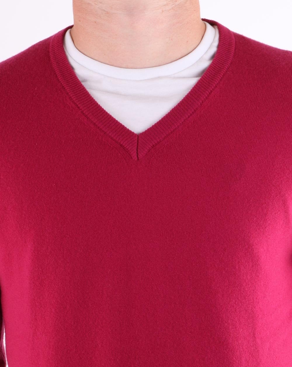 Benetton Merino Wool V-neck Jumper Berry