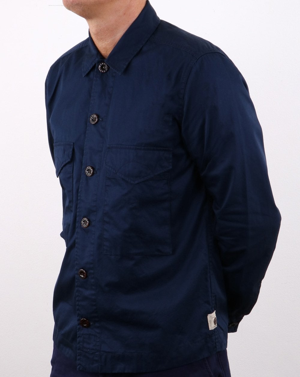 Pretty Green Klassisches Überhemd Marineblau