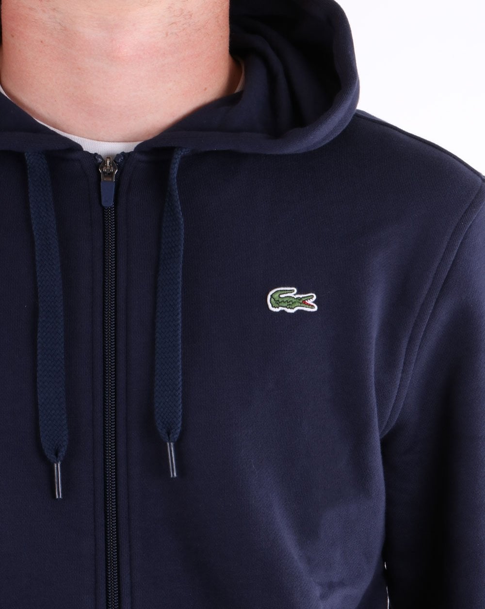 Lacoste – Kapuzenpullover mit durchgehendem Reißverschluss in Marineblau