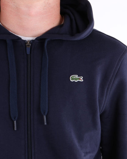 Lacoste – Kapuzenpullover mit durchgehendem Reißverschluss in Marineblau