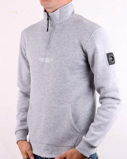 Marshall Artist – Siren – Sweatshirt mit halbem Reißverschluss, Grau meliert