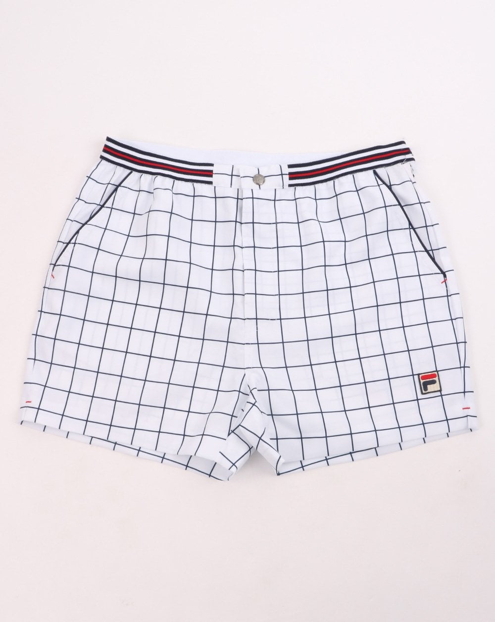Fila Vintage Check Shorts Weiß/Marineblau
