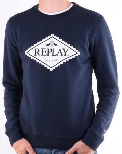 Replay Logo Sweatshirt Marineblau