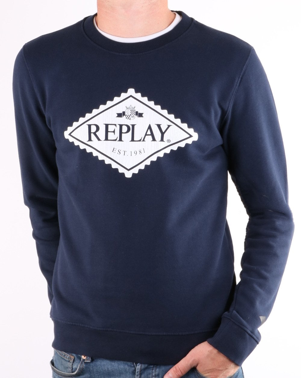Replay Logo Sweatshirt Marineblau